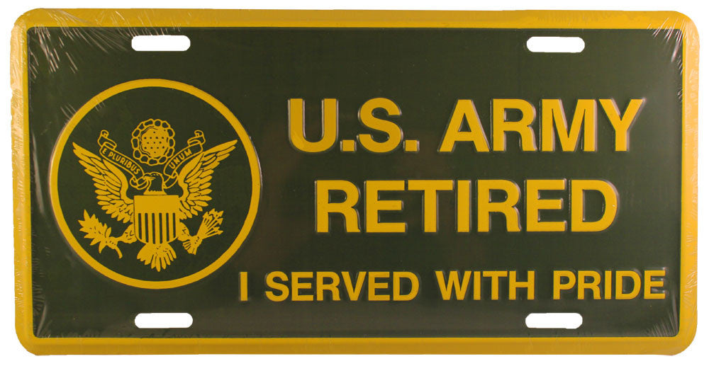Army Retired License Plate