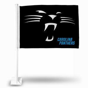 CAROLINA PANTHERS WHISKER/WORD BLACK CAR FLAG