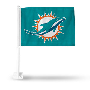 MIAMI DOLPHINS "LOGO ONLY" CAR FLAG TEAL BACKGROUND
