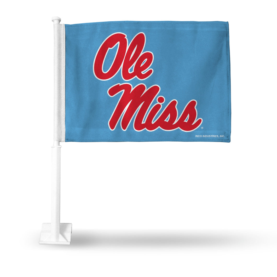 OLE MISS LIGHT BLUE WITH RED SCRIPT CAR FLAG