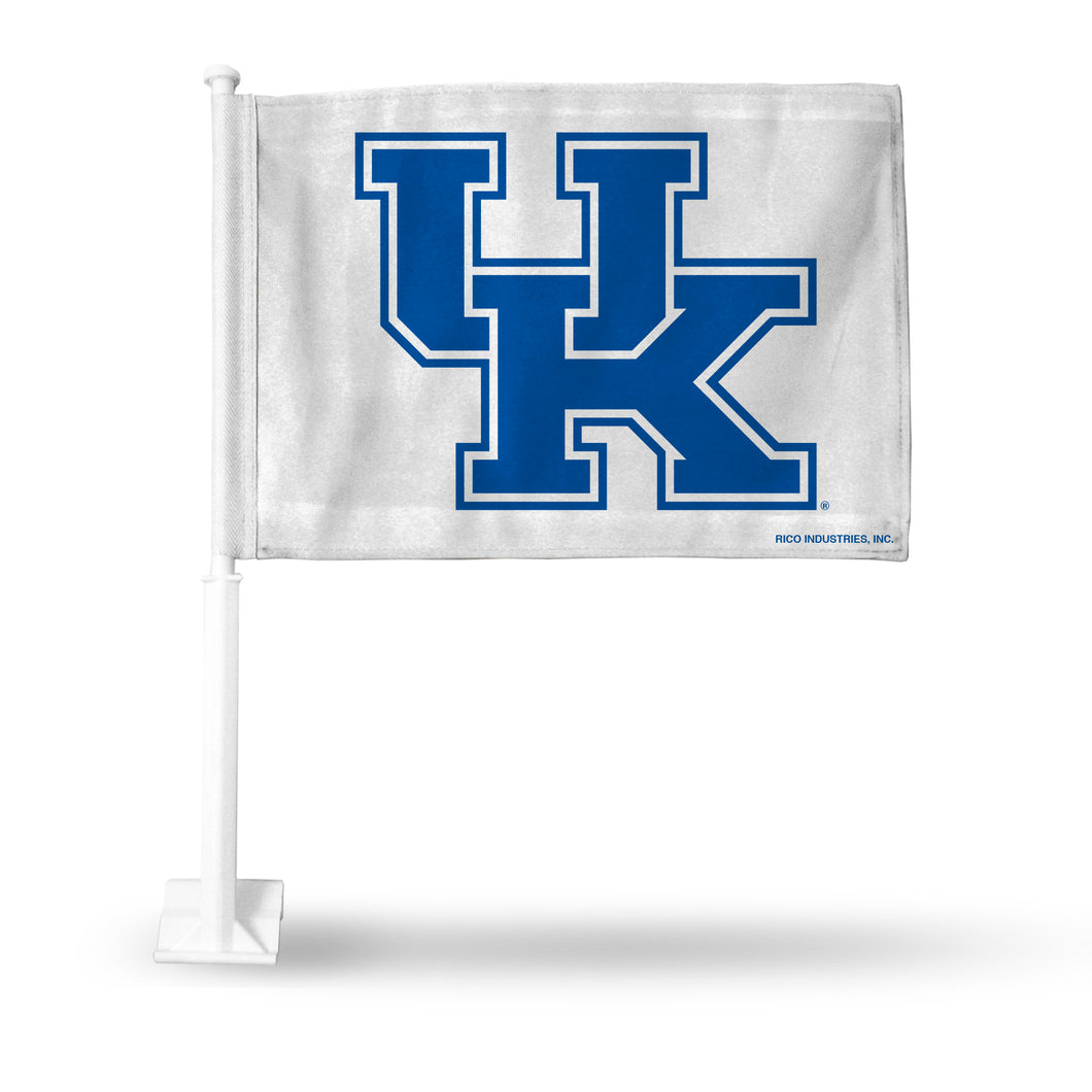 UNIVERSITY OF KENTUCKY WILDCATS WHITE CAR FLAG WITH PRIMARY LOGO CAR FLAG