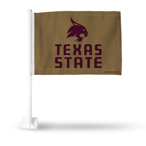 TEXAS STATE BOBCATS GOLD CAR FLAG WITH PRIMARY LOGO CAR FLAG