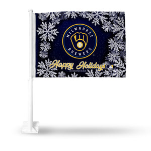 BREWERS HOLIDAY THEMED CAR FLAG