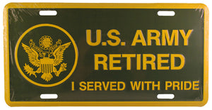 Army Retired License Plate